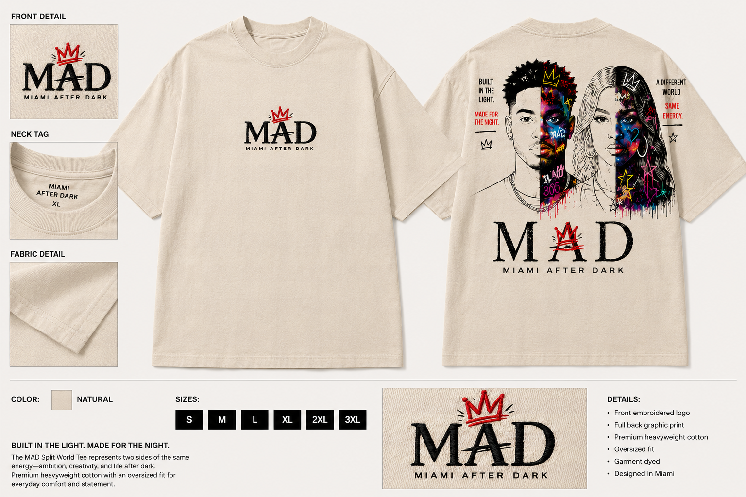 MAD Split World Tee – Natural